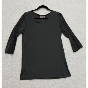 Easywear by Chico's Gray Textured Sleeve 3/4 Sleeve Tunic Top Women‎ Size 1